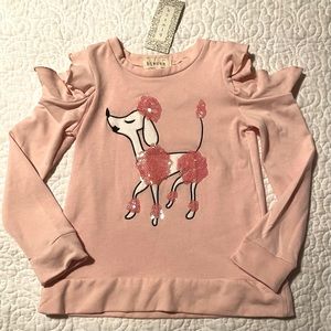 Btween Girl’s Pink Cold Shoulder Poodle Top